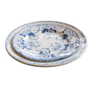 Ensemble d’assiettes vintage bleu cobalt