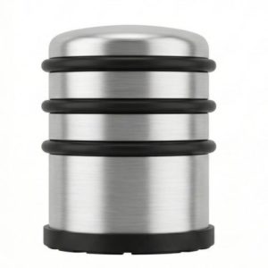 Cale porte chromé avec bandes antidérapantes noires, modèle bloque porte design pour location à Dijon.