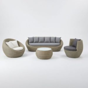 Location de mobilier tresser en semble Seychelles disponible chez Loc'Ambiances Dijon
