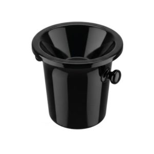 Crachoir à vin noir ouvert avec large réceptacle, en location chez Loc’Ambiances pour événements autour du vin et dégustations professionnelles.