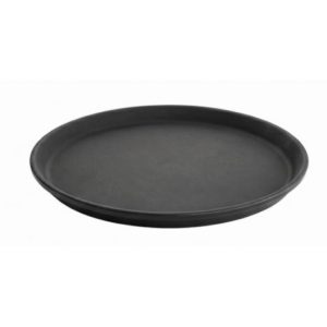 Location en Bourgogne Franche Comté de plateau de service noir avec bord relevé et surface antidérapante, pratique pour réceptions, buffets et service traiteur.